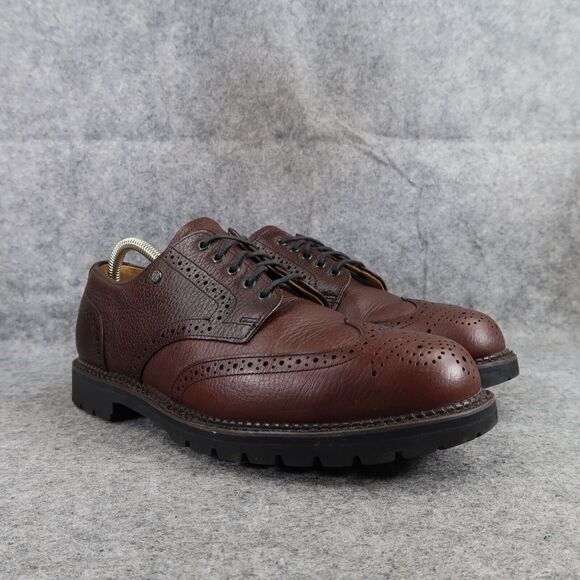 Walk Over Shoes Mens 9 Oxford Derby Wingtip Brogue Leather Brown Waterproof USA - Picture 1 of 16